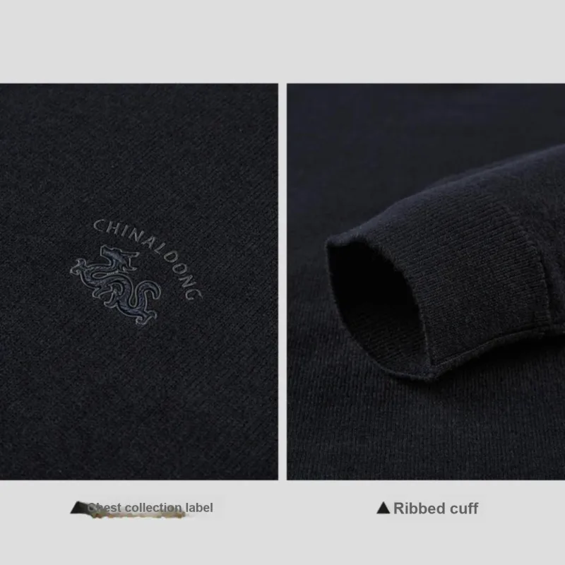 HLA Full Sheep Wool Embroidered Print Comfortable Long Sleeved Knitwear Men's-2