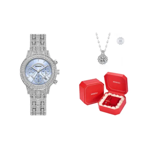 Miniso Кварцевый механизм стальной ремешок женские часы синий циферблат