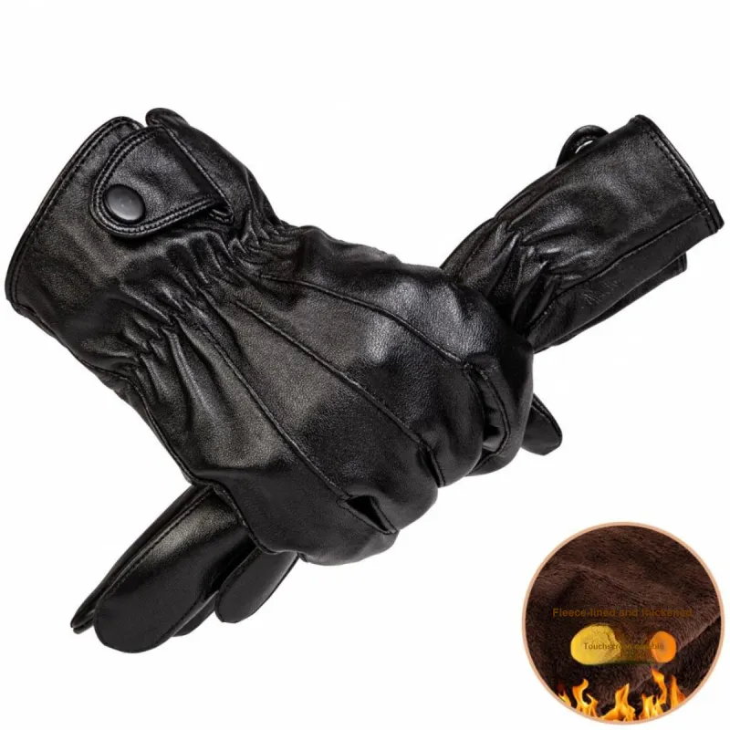 Shanghai Story Sheepskin Knit Gloves Men's Black Gift Box Set-40