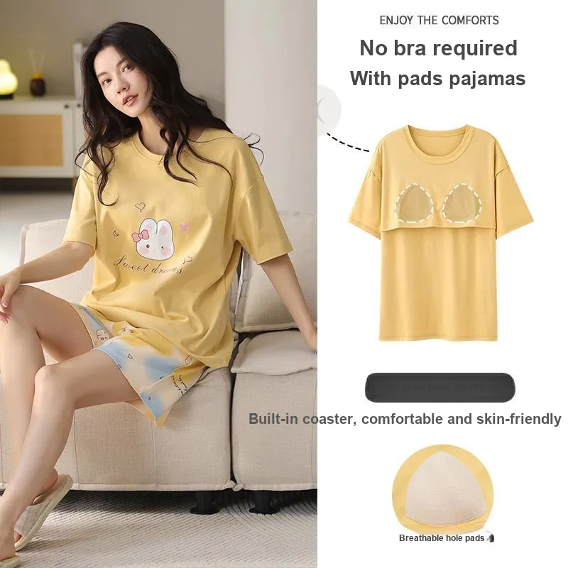 Cotton Gene Pajama Set Women's Yellow-1