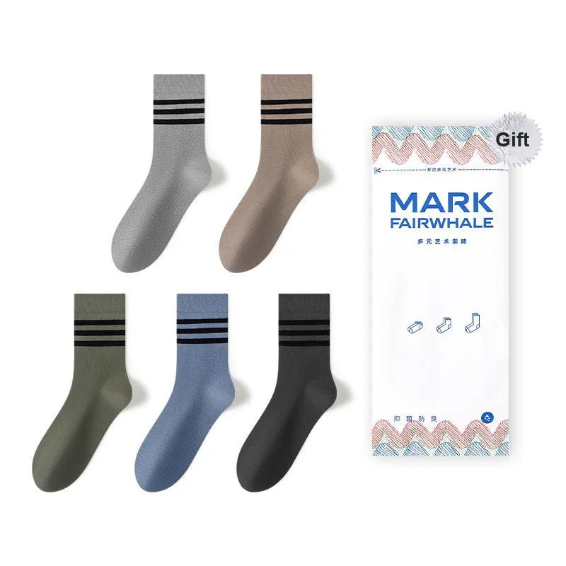 FAIRWHALE Mid Calf Socks Unisex 5 Pack-8