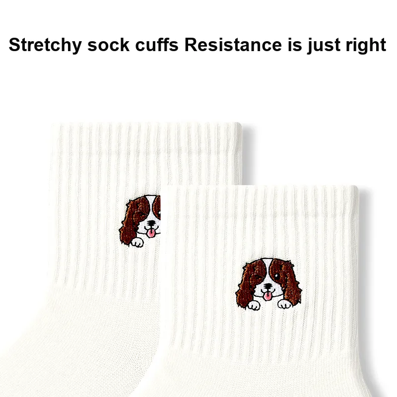 Primeet Mid-Calf Socks Unisex 5 Pack Simple And Cute Patterns-4