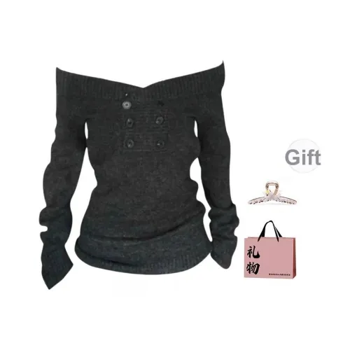 BAIDAIFEI Темно-серый в комплекте с заколкой-крабом + эксклюзивная сумка для покупок женский трикотаж