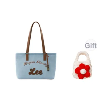 Lee Fabric Shoulder Bag Regular Women's Light Blue/Brown White/Blue White