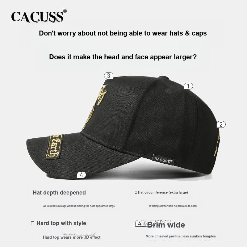 CACUSS Junior Cotton Baseball Caps Unisex Black Gold Text/Black Black Text/Black Silver Text-1