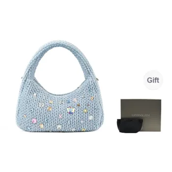 URANOLITH Velour Cloud Bag Handbag Crossbody Bag Large Size Women's Mist Blue/Cherry Blossom Pink/Almond Yellow