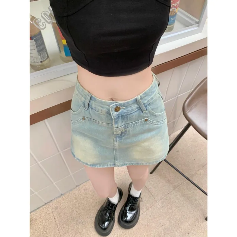 7 SEVFUN Denim Short Skirts Women's Light Blue-2