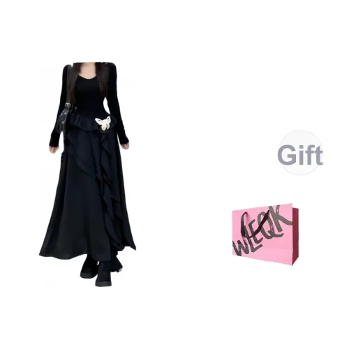 WLEQK Длинное платье с длинными рукавами женское