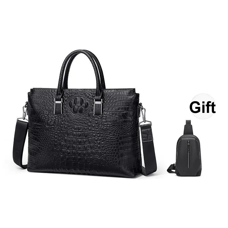 POLO Cow Leather Briefcase Tubas Men's Black-0
