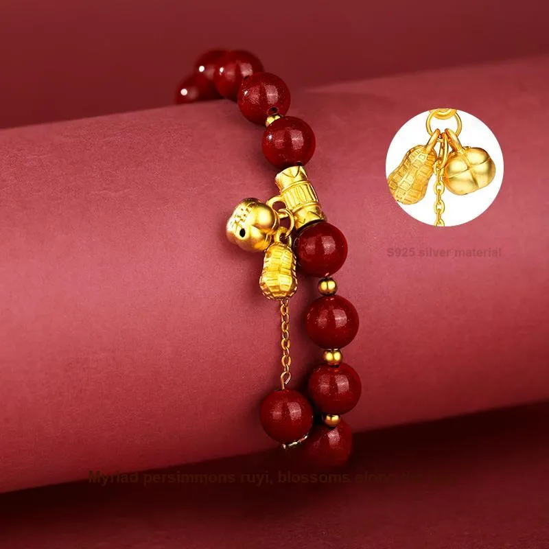 JINLIUFUJIXIANG Reconstructed Cinnabar Bracelets Unisex-3
