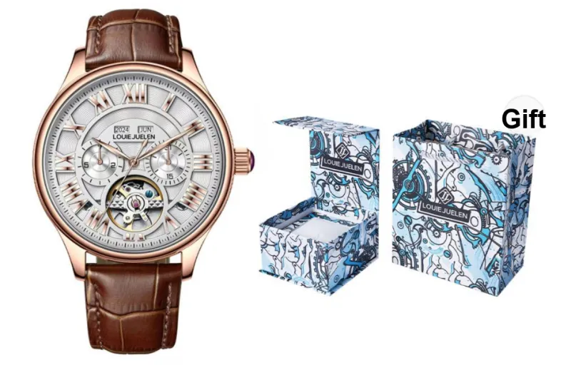 LOUIE JUELEN Automatic Mechanical Movement Watch Men's Watches Silver Dial-10