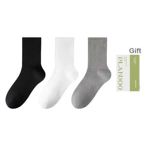 PLANDOO Mid Calf Socks Men's Box Of 3 Pairs