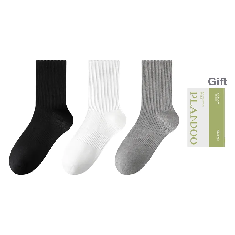 PLANDOO Mid Calf Socks Men's Box Of 3 Pairs-0