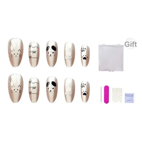 ORANOT Мальтезе Милый Универсальный Съемный False Nail Кошачий глаз Очаровательный и Карточный False Nail Таперированный Длинный 24мм