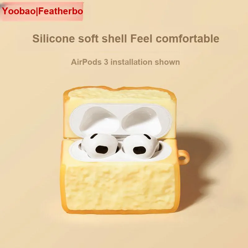 Yoobao Compatibility AirPods 1/2/AirPods Pro2/3/4 TPU Toast Breads Headphone Cases-2