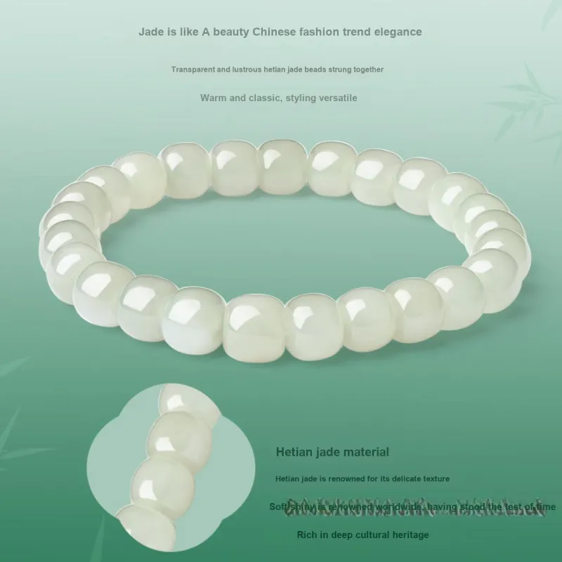 LAOMIAO Hetian Jade Pale Greenish White Jade Women's-12