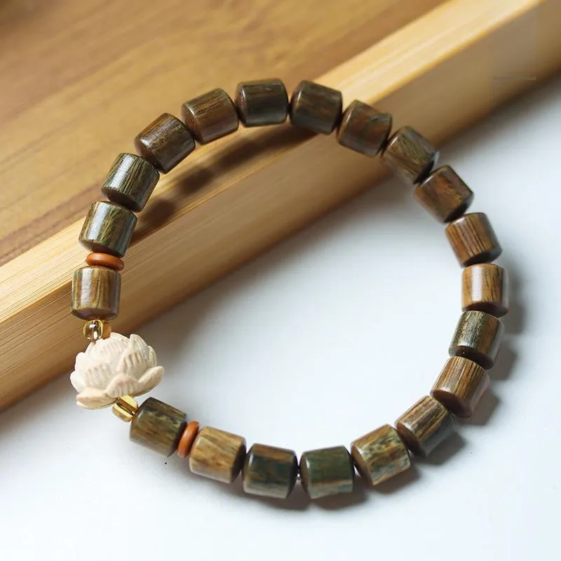 YUFANGCHUN Green Sandalwood Wooden Bracelets Unisex-1
