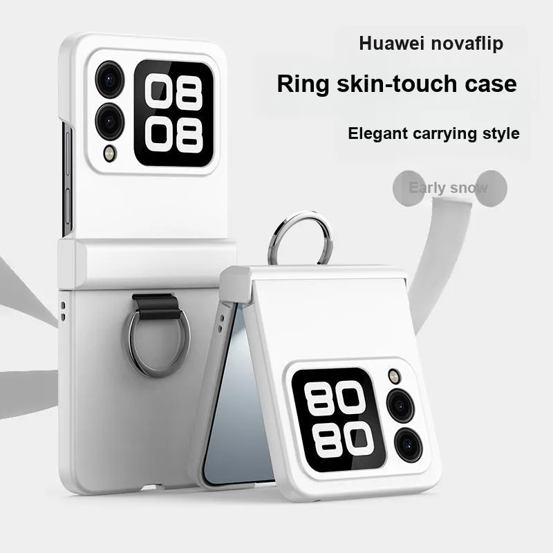 ZHUOJI PC Material New Skin Feel Portable Ring Phone Case Compatible Huawei Novaflip-9