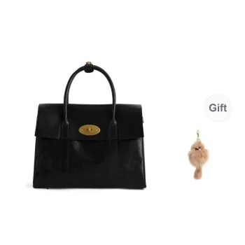 COCOEVA Cow Leather Handbag Medium Size Women's Black/Dark Brown