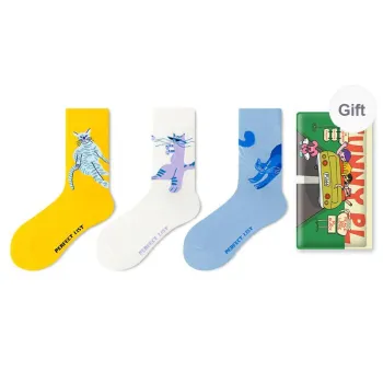 PL Mid Calf Socks Unisex Shopping Bag 3 Pack Mixed Color