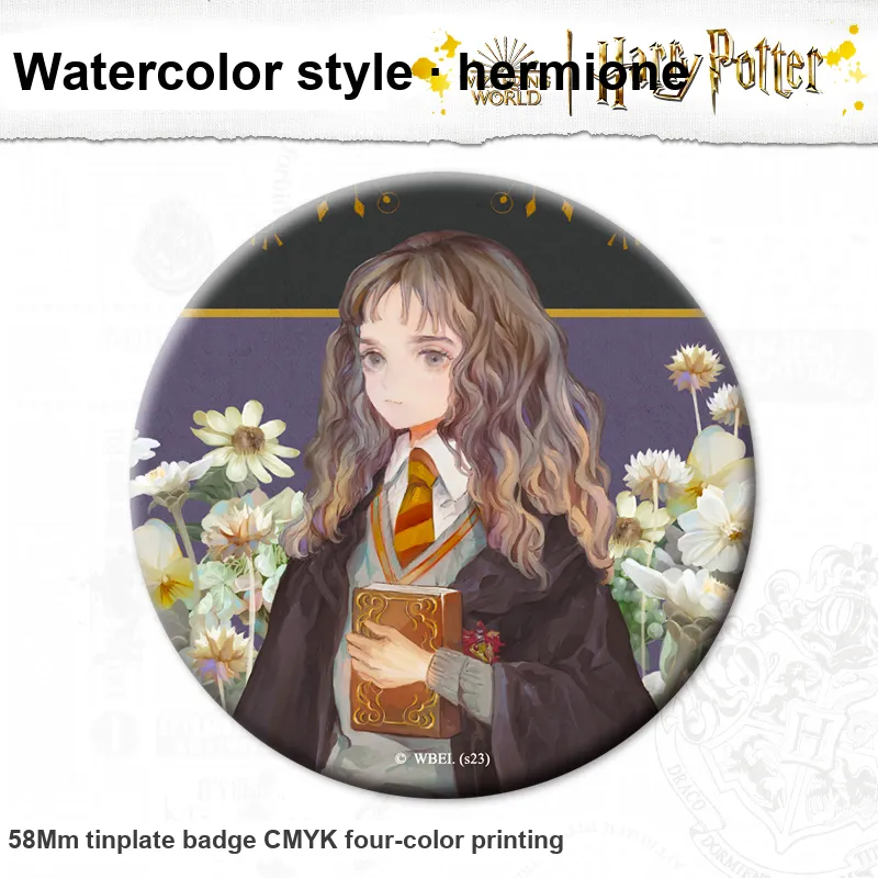 HARRY POTTER Harry Potter Hermione Granger Ron Luna Malfoy Watercolor Style Figure Print Badge Tinplate Badge Badges-3