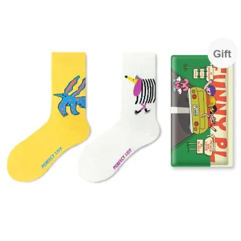 PL Mid Calf Socks Unisex Shopping Bag 2 Pack Mixed Color
