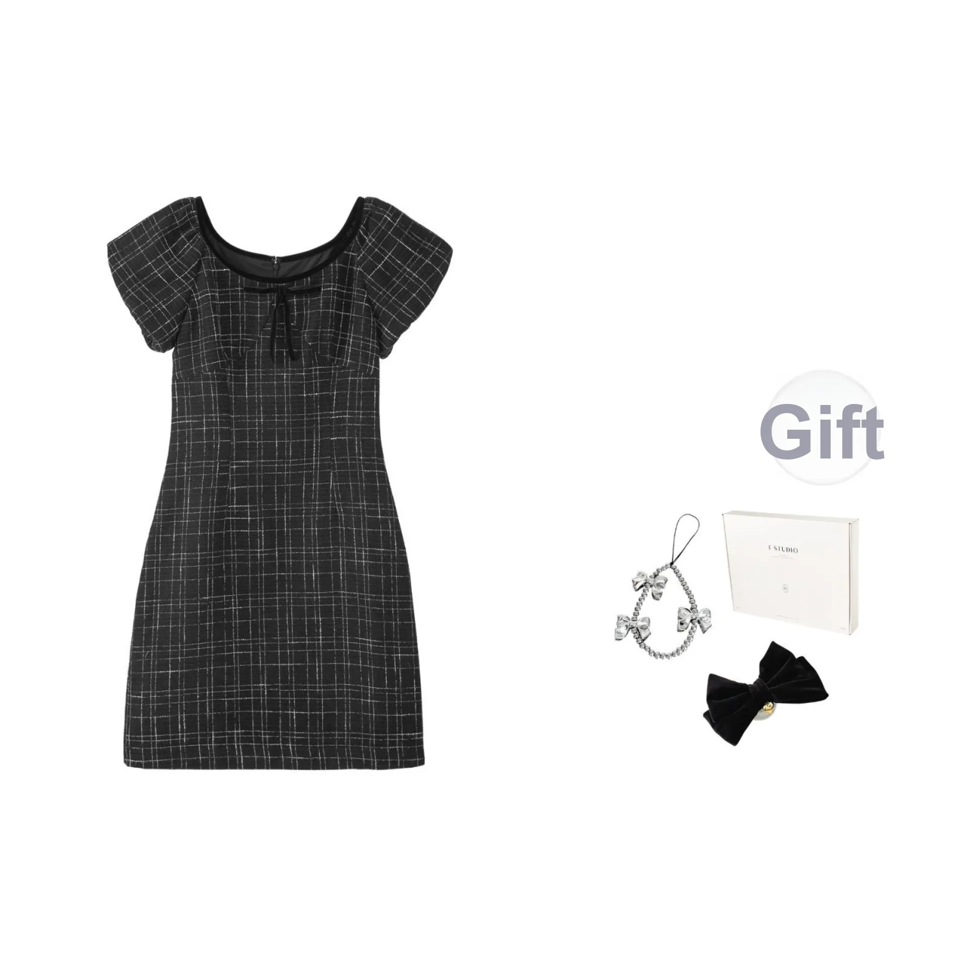 Fstudio Короткий рукав Платье Женское Черное