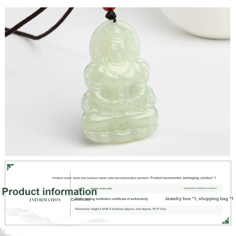 Oriental Jade Necklaces Pale Greenish White Jade Women's-2