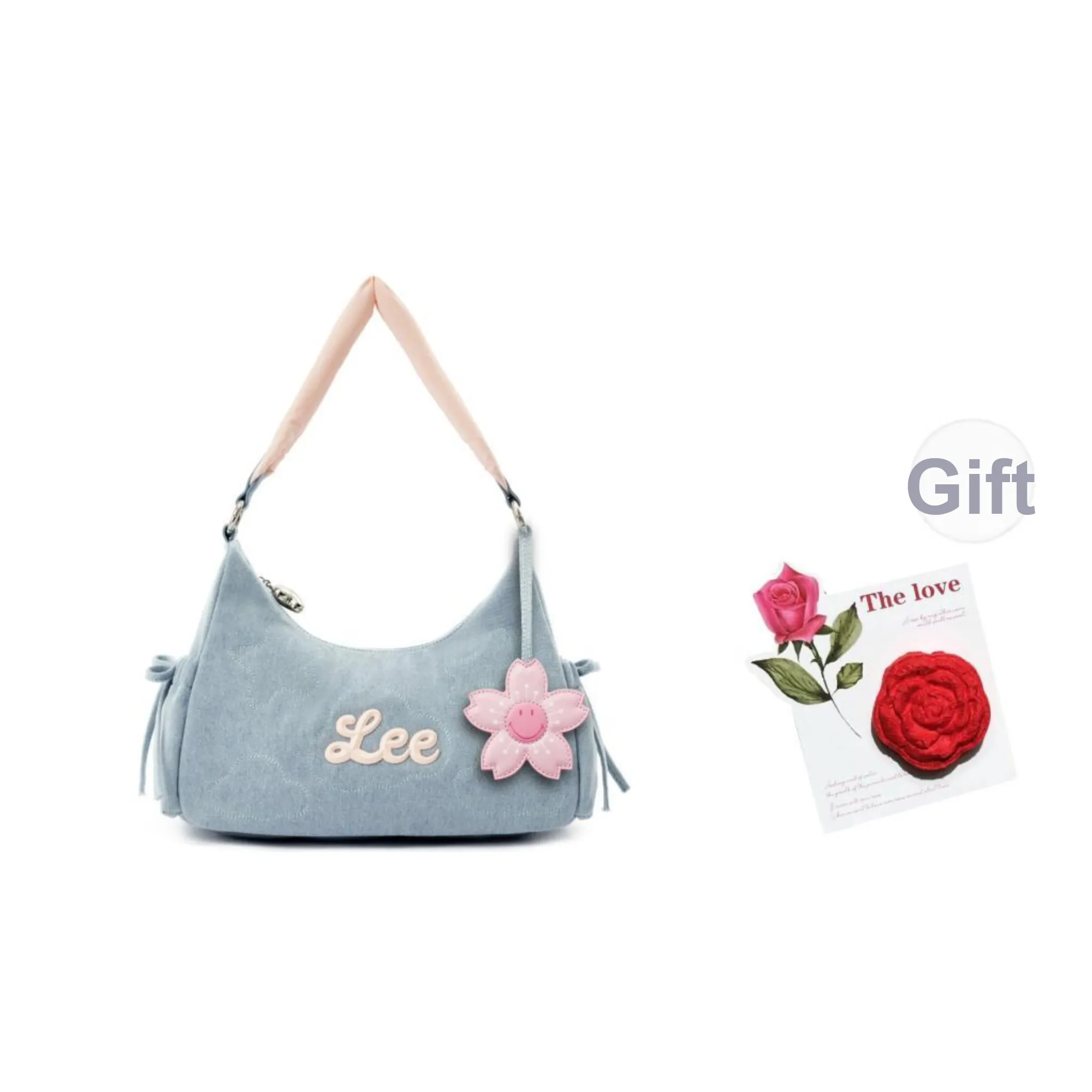 Lee Fabric Shoulder Bag Women's Light Blue & Pink