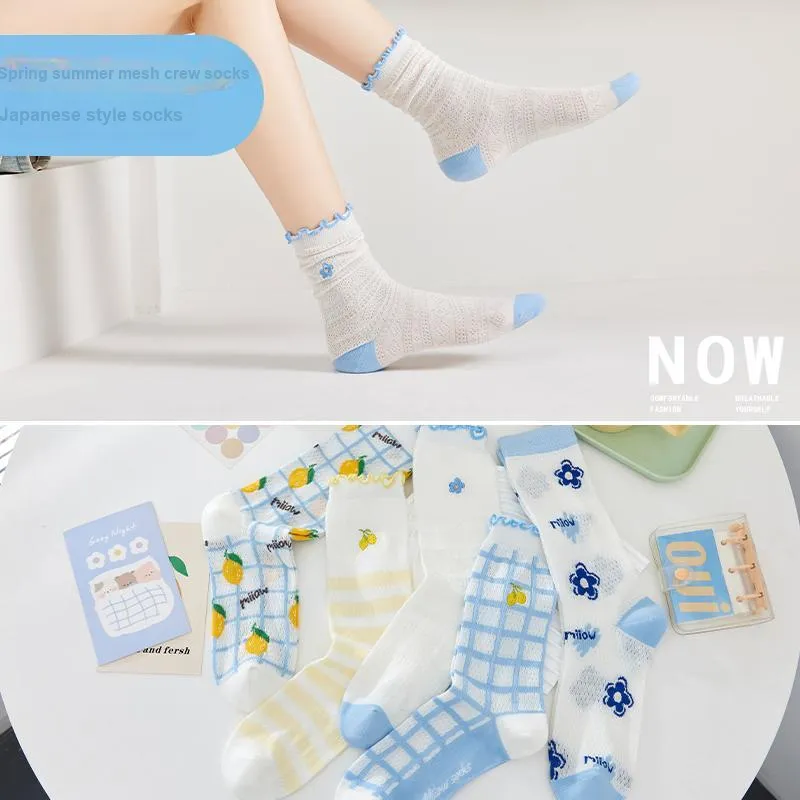 MIIOW Mid Calf Socks Women's 5 Pack-4