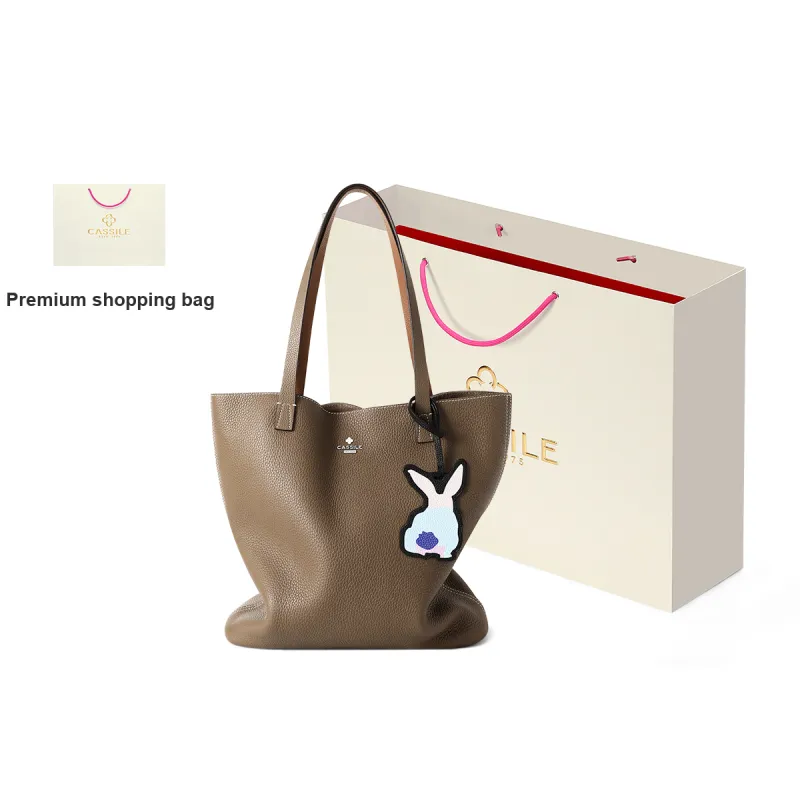 CASSILE Cow Leather Mother Daughter Bucket Bag, Shoulder Bag, Handbag Large Size Women's Camel/Black-0