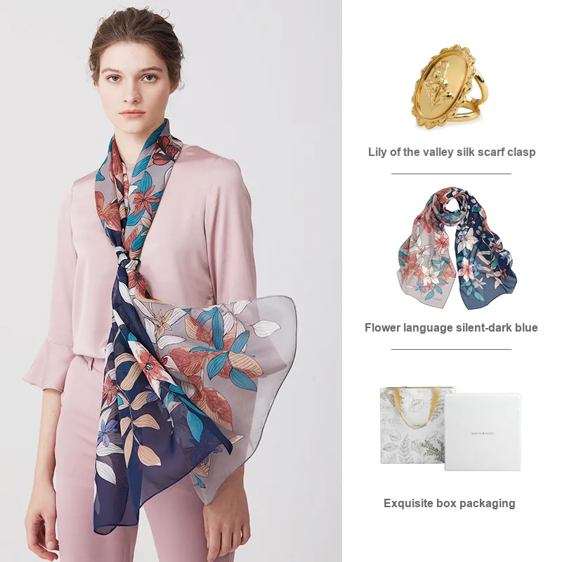MARJAKURKI Silk Long Scarf Women's-17