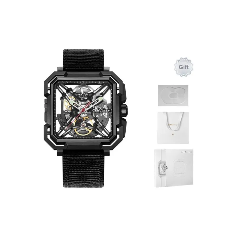 CIGA Design X Collection Matrix Automatic Mechanical Movement Nylon Strap Watch Men's Watches Black Dial-0