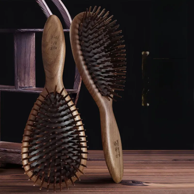 Cow Daddy Natural Material Walnut Wood Airbag Air Cushion Comb Scalp Meridian Detox-3