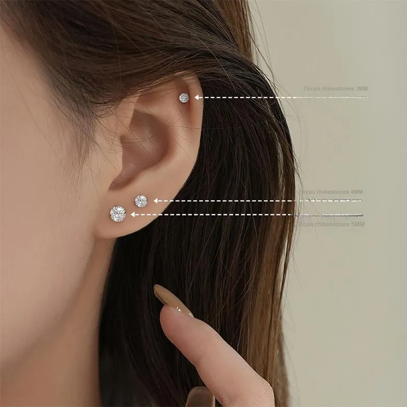 SECU Sterling Silver Stud Earrings Unisex-1