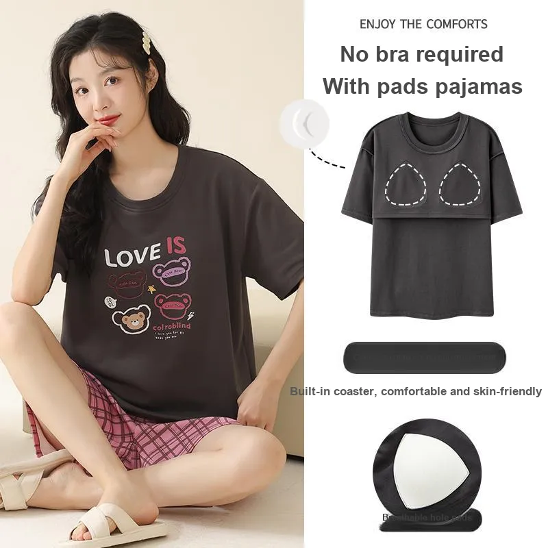 Cotton Gene Pajama Set Women's Black-1