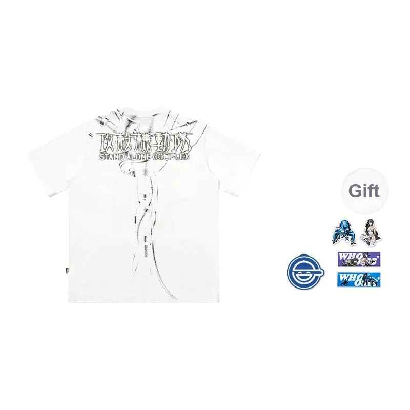 WHOOSIS X Ghost In The Shell, Collaboration T Shirts Unisex White-1