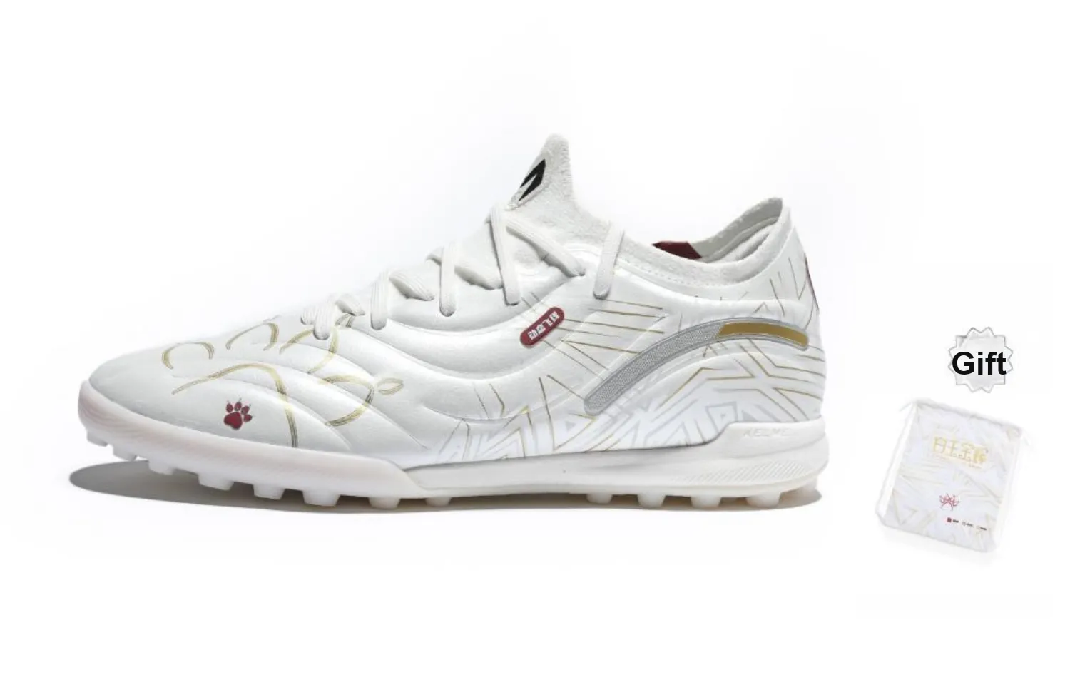 KELME Master 2.0 TF Turf Anti Slip Wear Resistant Professional Soccer Shoes White Gold Master 2.0