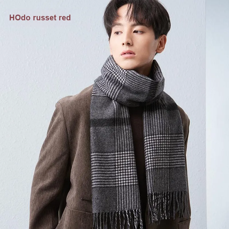 Red Bean Wool Knit Scarves Men's-14