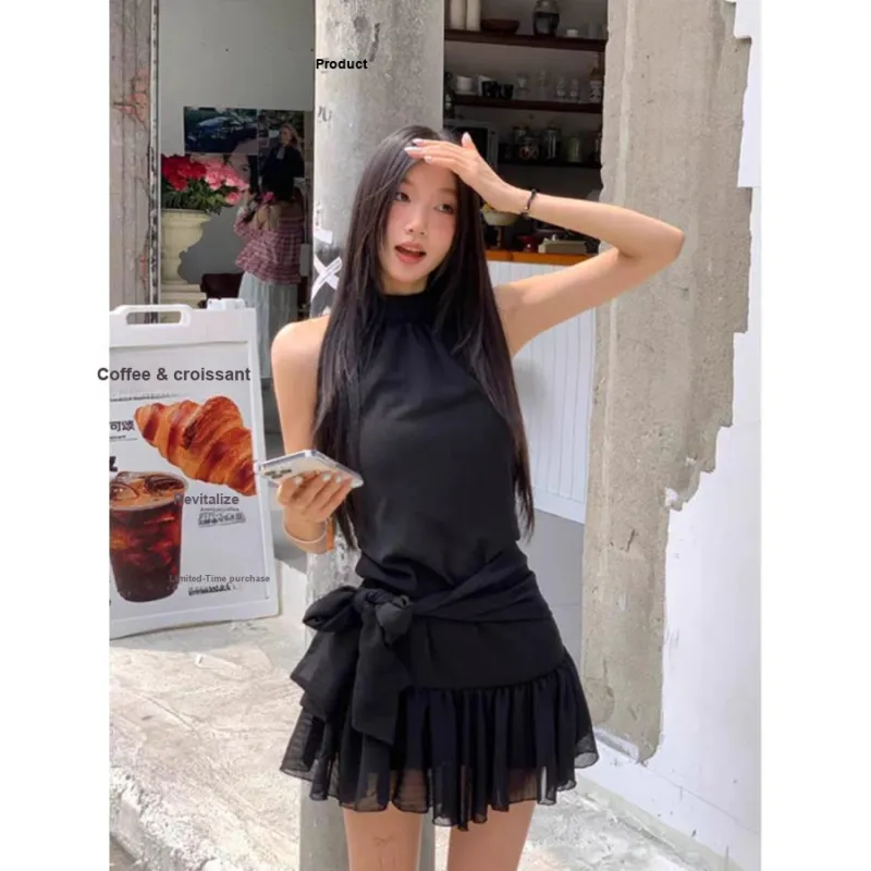 Flowers In Water Summer Sleeveless Dress Women's-3