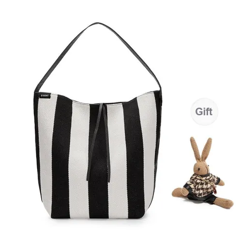 ST&SAT Canvas Handbag Tote Shopping Bag Underarm Shoulder Bag Women's Black