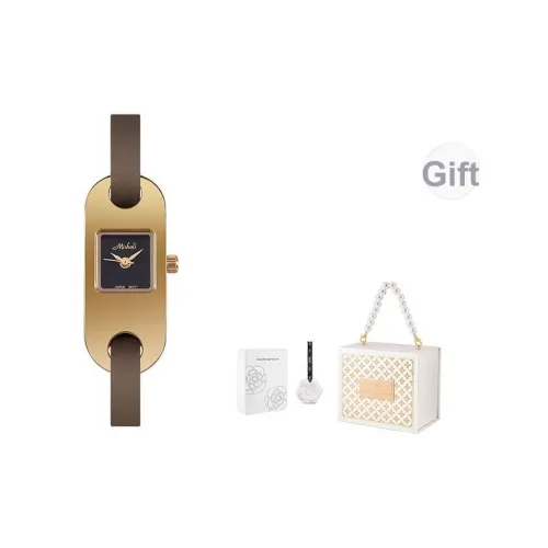 MISHALI Кварцевый механизм ремень из натуральной кожи женские часы черный циферблат