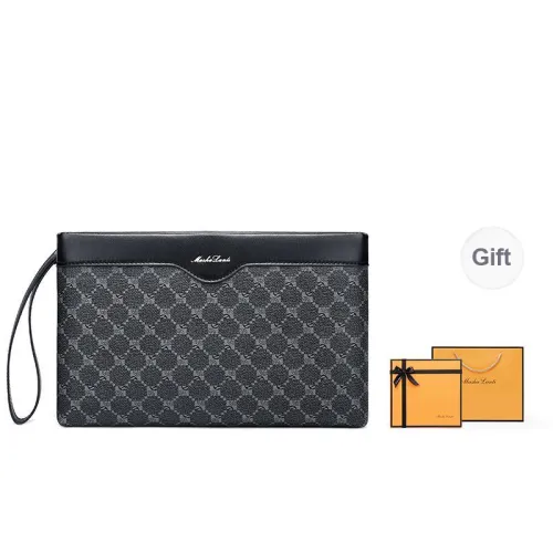 MashaLanti PVC Synthetic Leather Clutch Regular Men's Black