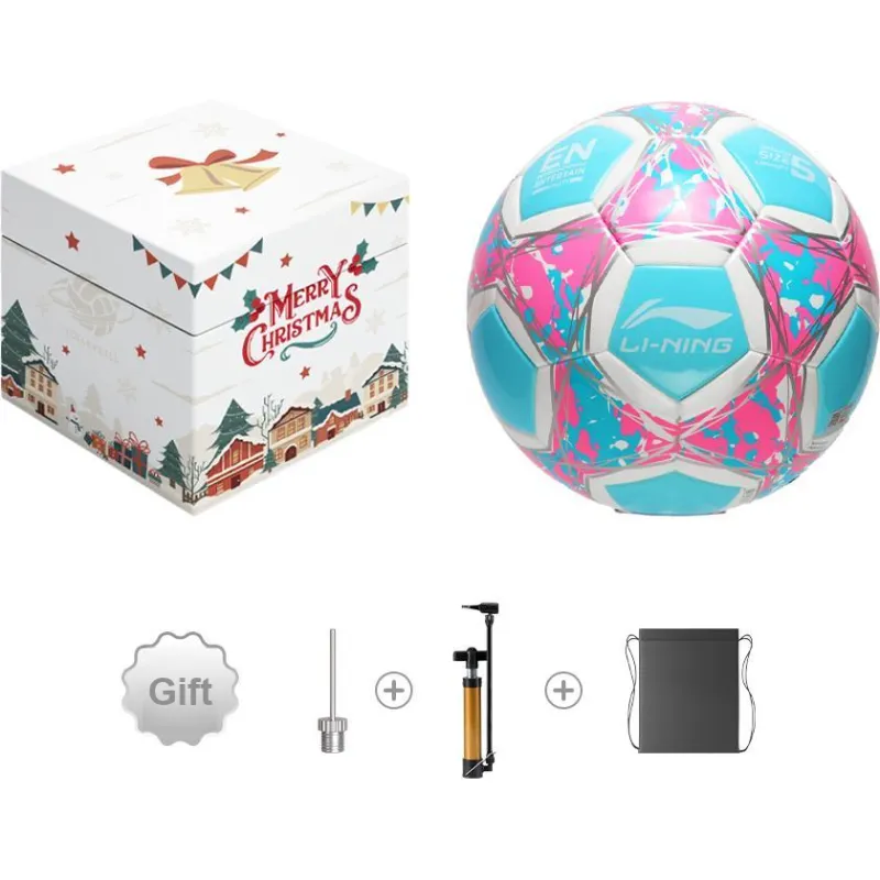 LiNing Size 4 5 Size Soccer TPU Machine Stitched Soccer Ball Unisex Light Blue Pink-25