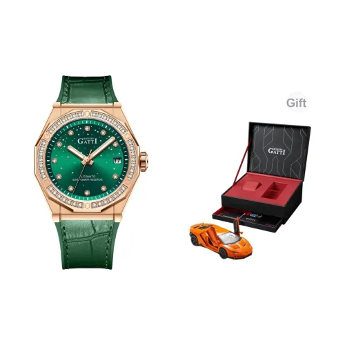 BONEST GATTI Phantom Speed Collection Starry Green Автоматический Механический Механизм Коровья Кожа Ремешок Часы