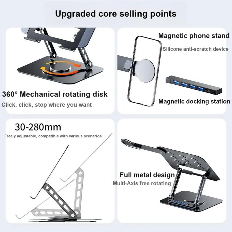 Magic Multiplier Tablet Stands Rotatable Metal Multifunction Magnetic Docking Station-12