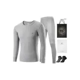 Crew Neck Clothing Sets (Light Gray) 100% cotton Antibacterial/Includes 2 Pairs of Cotton Socks+Shopping Bag