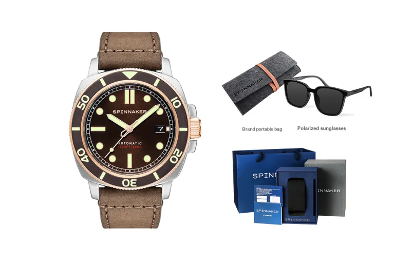 SPINNAKER Wrist Watch Mechanical Movement Genuine Leather Strap Coffee Watch Dial Men's Watches-1