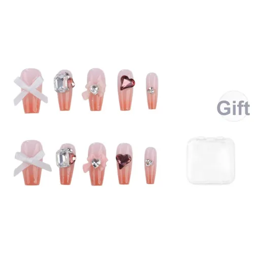 Song Biography Градиентный Сладкий стиль Кошка's Eye Nail Art Сердце Цветной страз False Nail Средний LADDER 25mm