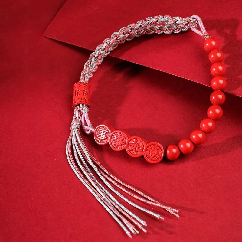 With The Heart Of The Jade Reconstructed Cinnabar Bracelets Women's-2